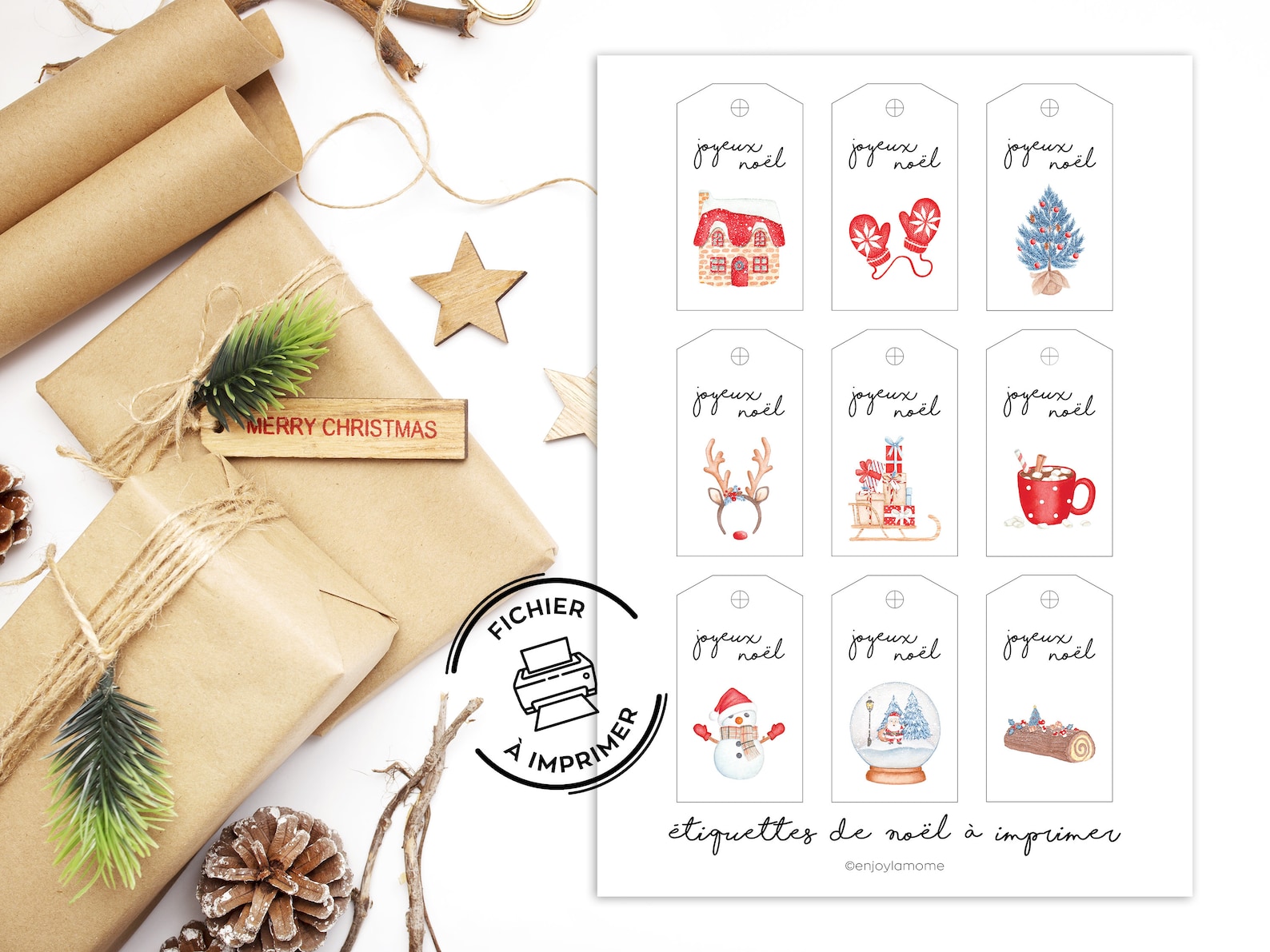 Lot De 500 étiquettes Autocollantes Pour Cadeaux De Noël, Sacs