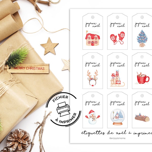 Etiquettes cadeaux de Noël à imprimer | Fichier numérique à télécharger