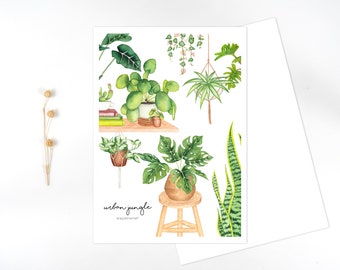 POSTER A5 Urban jungle illustration indoor plants | Watercolor printing | cardboard - decoration - stationery