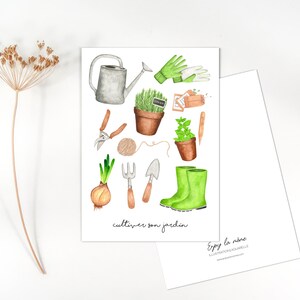 Cultiver son jardin potager printemps | Impression aquarelle | carterie - déco – papeterie
