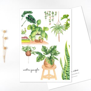 Urban jungle affiche plantes d'intérieur | Impression aquarelle | carterie - déco - papeterie