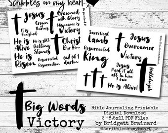 Big Words VICTORY Bible Journaling Printable, Digital Download