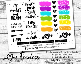 Fearless, Bible Journaling Printable & Devo By Tonya Hamilton , Digital Download