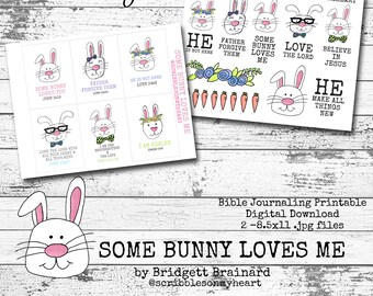 Some Bunny Loves Me Bible Journaling Printable for Kids, Digital Download, Easter Printable