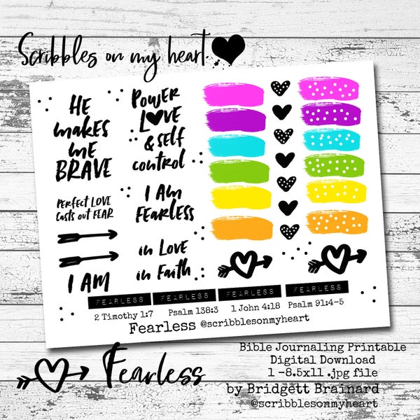 Fearless, Bible Journaling Printable & Devo By Tonya Hamilton , Digital Download