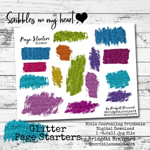 Glitter Page Starters, Bible Journaling Printable