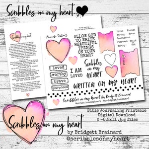 Scribbles on my heart  Bible Journaling Printable  Digital Download