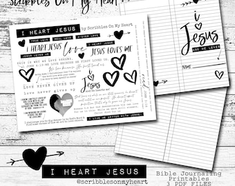 i heart Jesus Bible Journaling Printable, Interactive Devo & Word Art, Digital Download