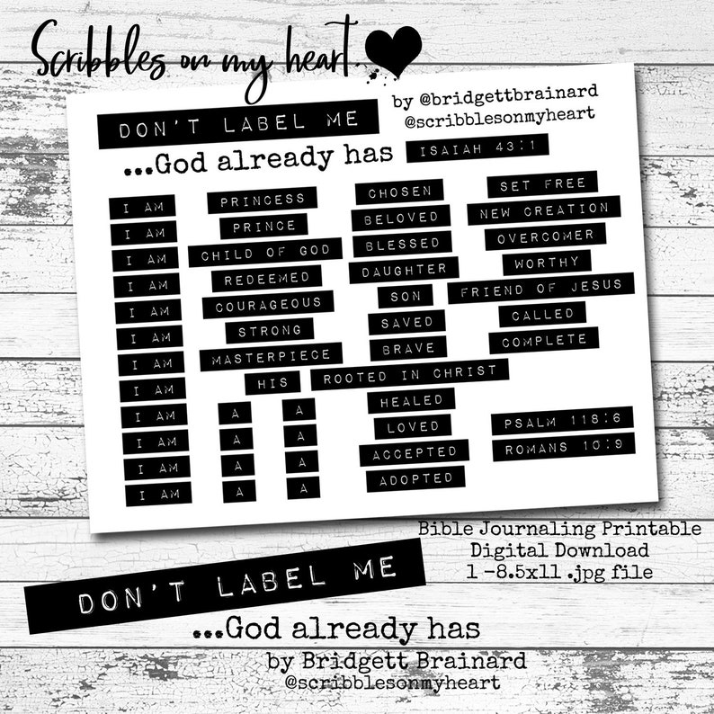 Don't Label Me...god Already Has Word Strips, Bible Journaling ...