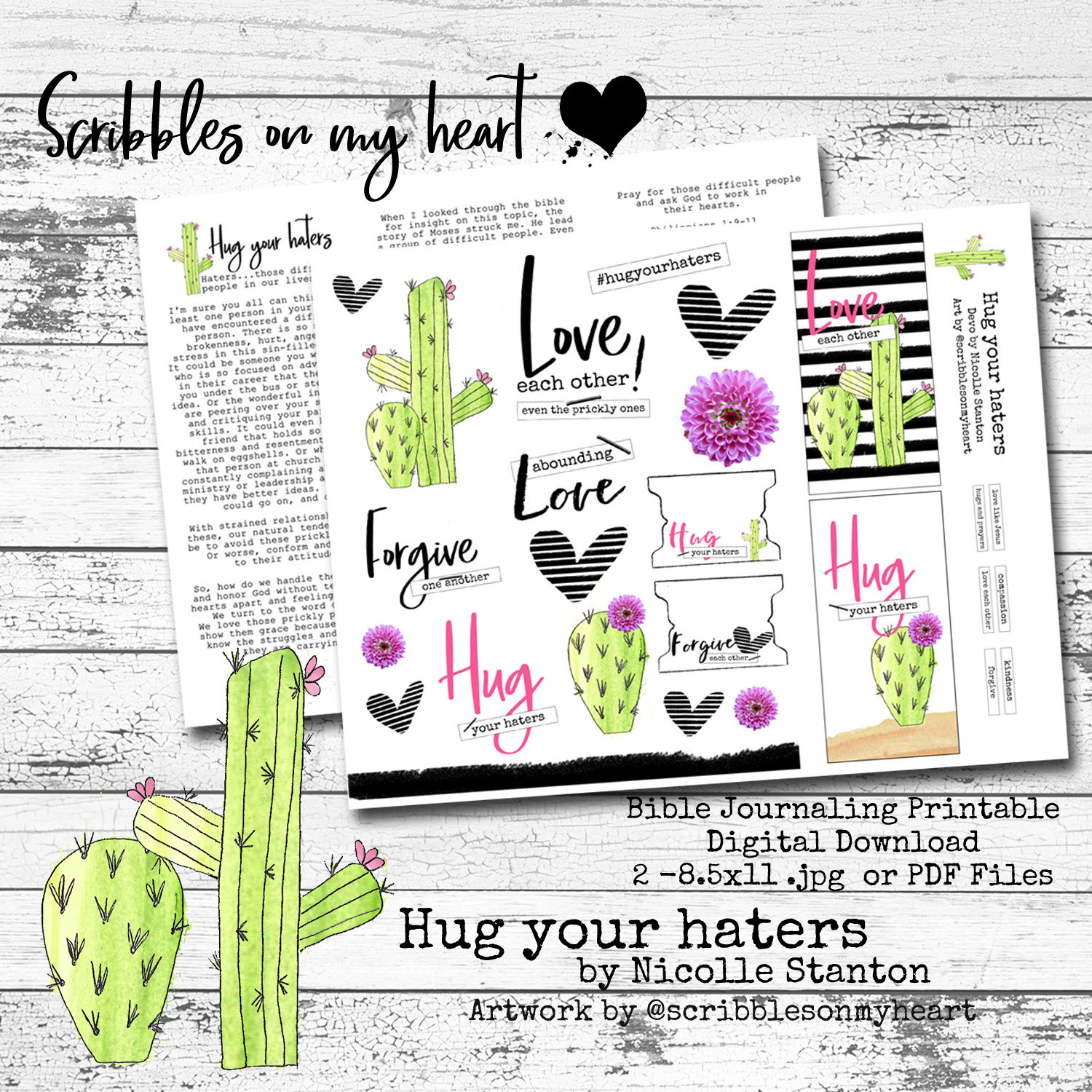 Hug Your Haters Bible Journaling Printable, Digital Download - Etsy