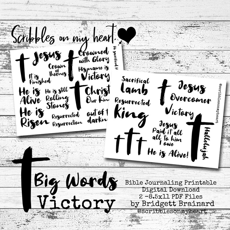 Big Words VICTORY Bible Journaling Printable, Digital Download image 1