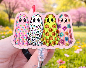 Porta credenciales con diseño de fantasma / Porta credenciales de fantasma adorable / Porta credenciales de Halloween / Porta credenciales de enfermera / Porta credenciales de profesor