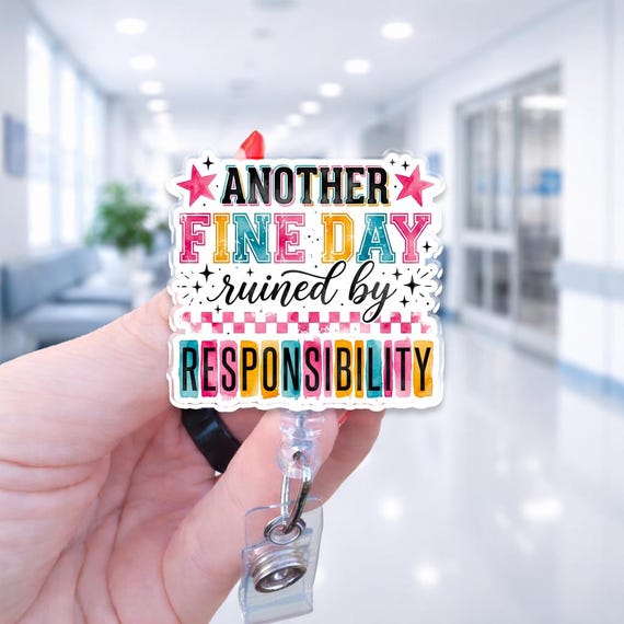 Funny Sarcastic Badge Reel, Work Humor Holder, Acrylic Accessory