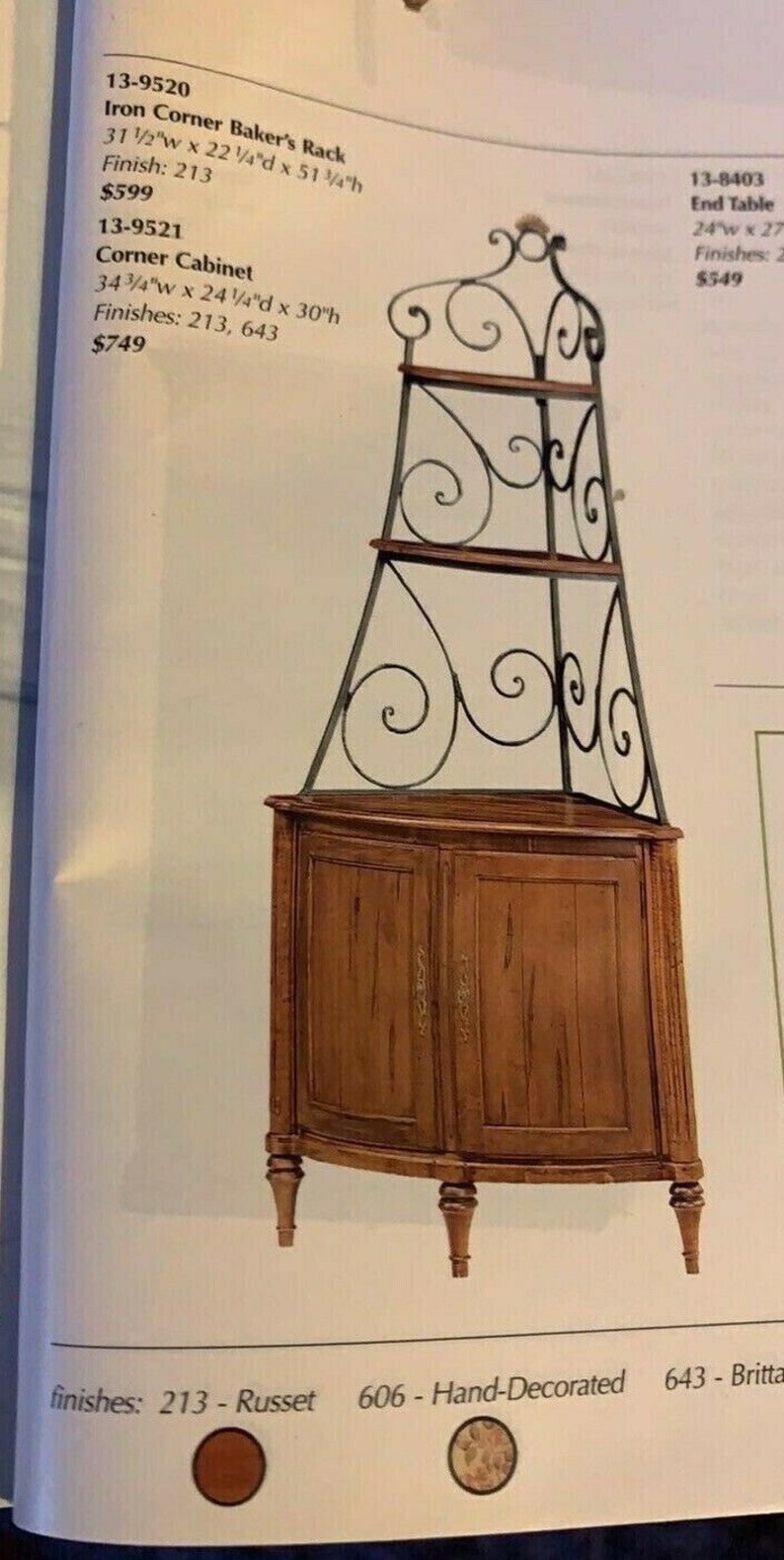 Ethan Allen Legacy Corner With Bakers Rack Iron Etsy