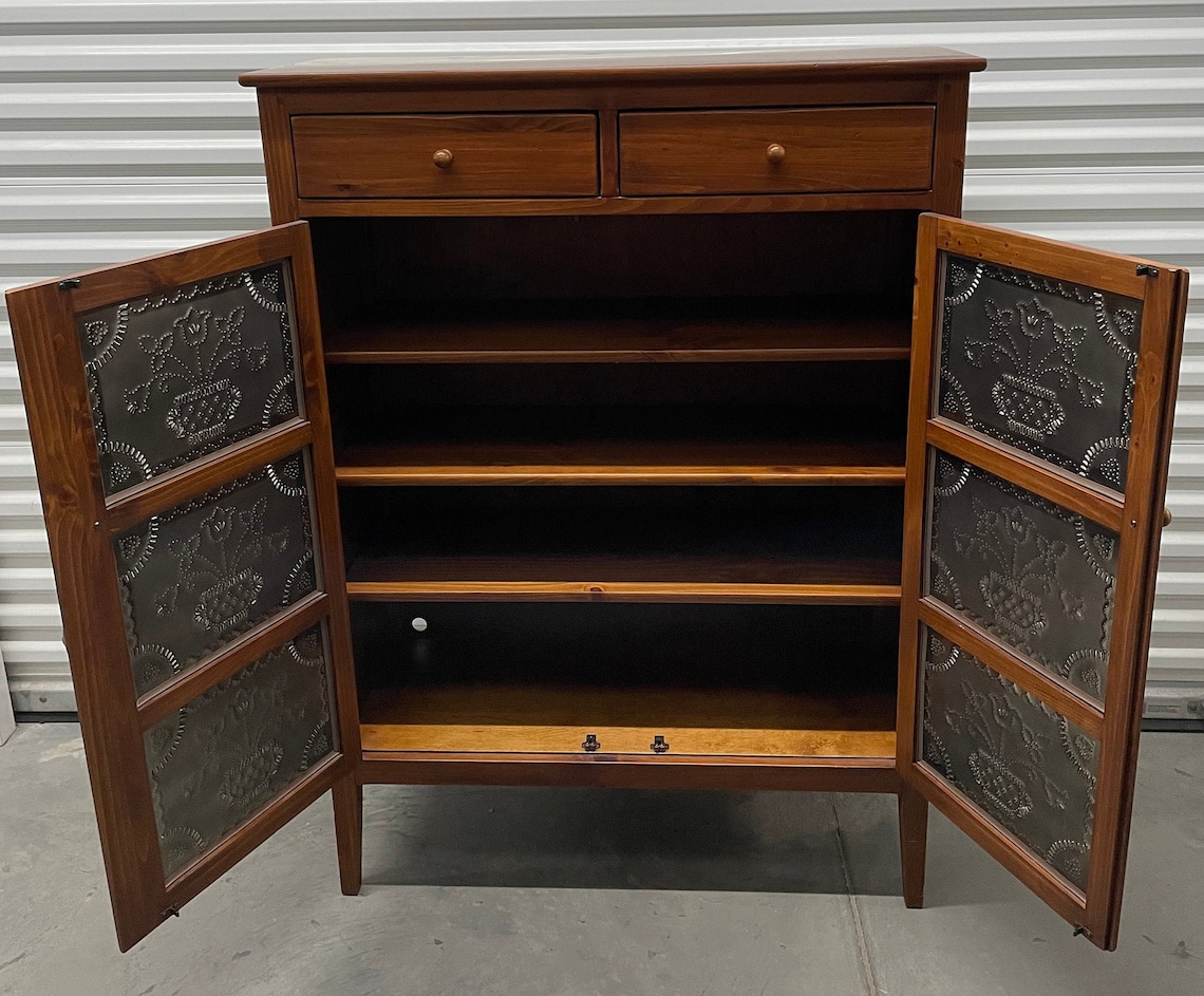Ethan Allen Pie Safe Cupboard Pine Country Craftsman Etsy
