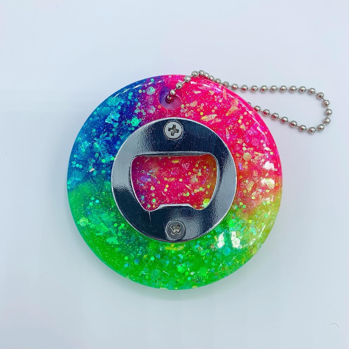 Rainbow Glitter Bottle Opener circle Etsy Nederland
