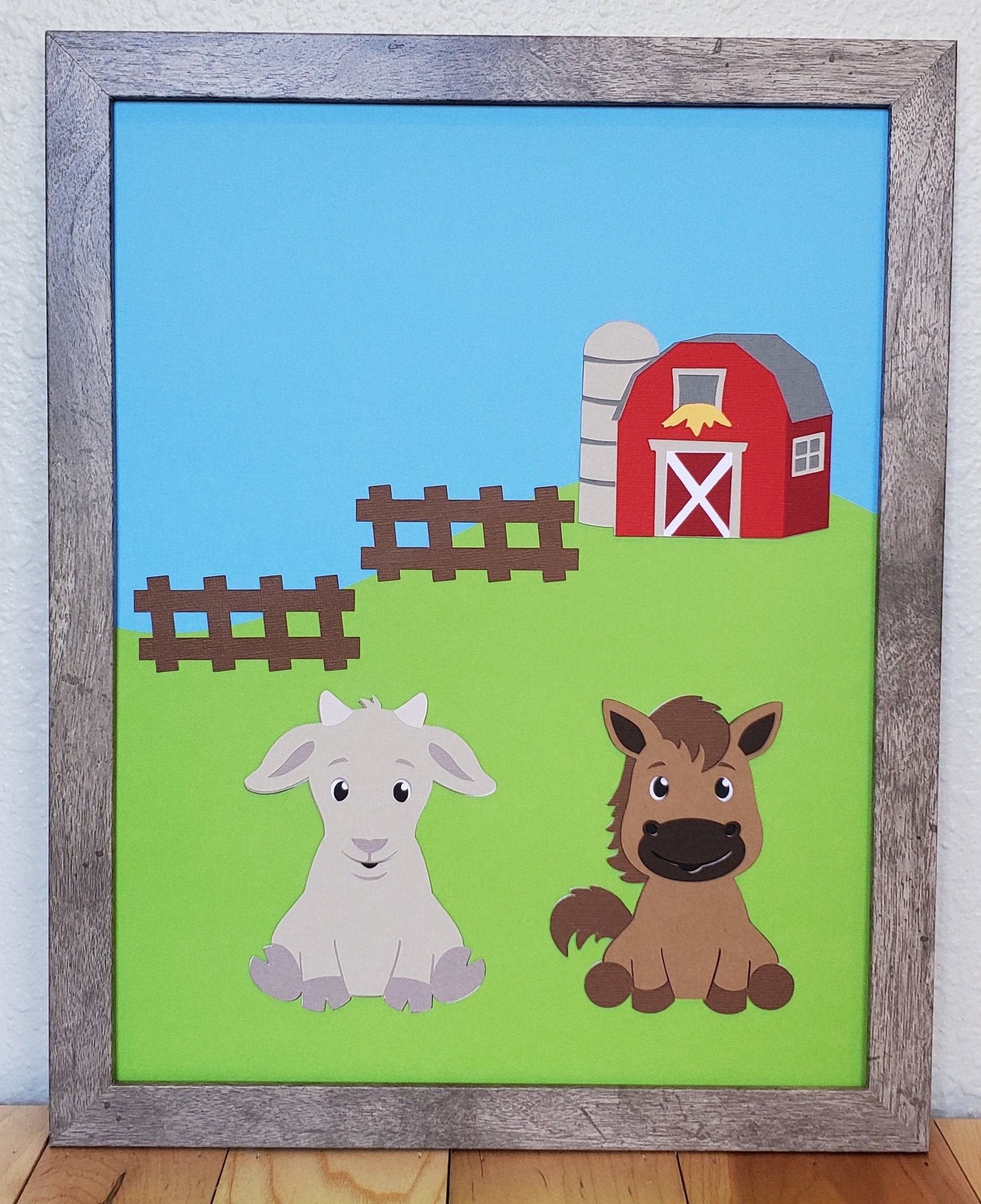 Baby Animal Framed Wall Art Farm Animal Nursery Baby Gift Etsy