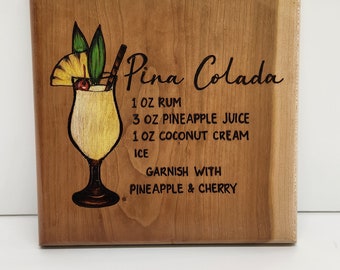 Pina colada. Pina colada recipe. Bar decor. Kitchen decor.