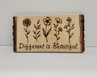 Different is beautiful. Wood decor. Wildflower. Floral decor