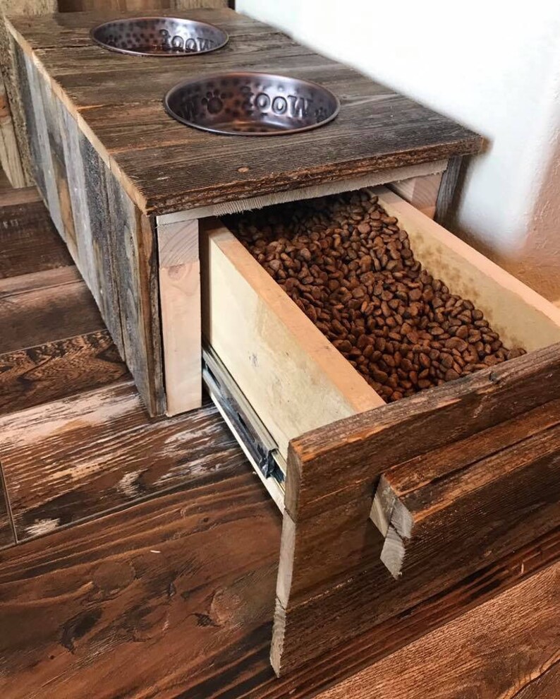 Rustic Dog Bowl Holder Copper Dog Bowls Etsy