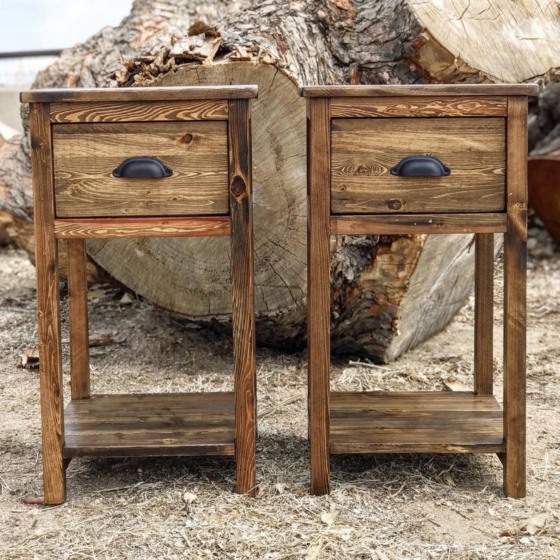 Rustic End Tables Set of Two Etsy