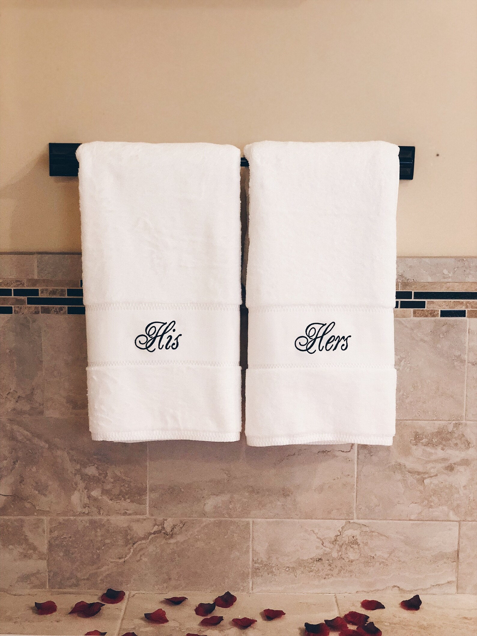 Set of His and Hers Bath Towels Romantic Second Anniversary Etsy Israel