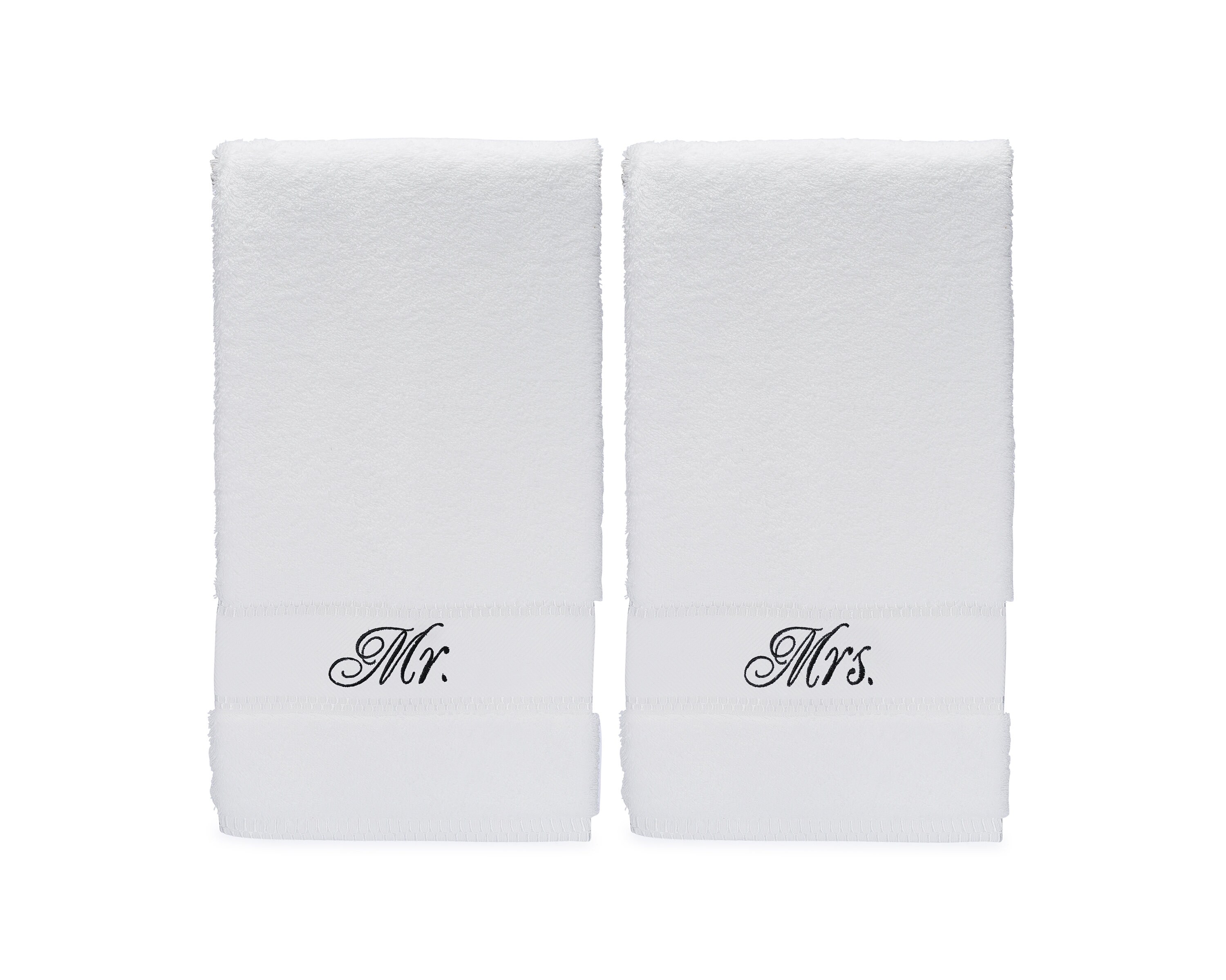 Set of His and Hers Hand Towels Romantic Second Anniversary Gifts for