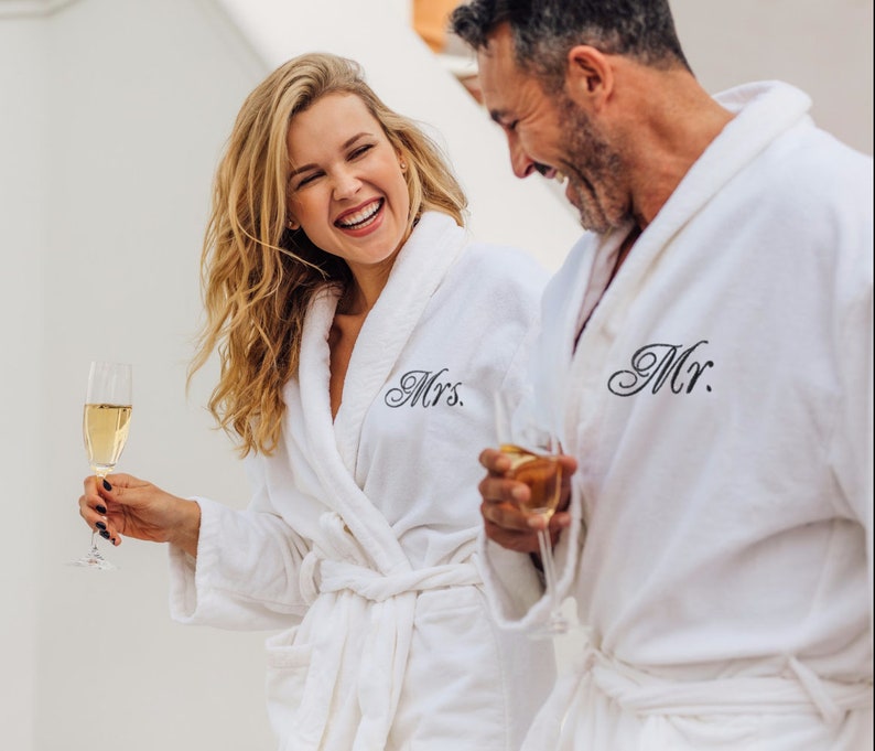 Mr and Mrs Bathrobes Romantic Gifts Anniversary Couple Gifts Second