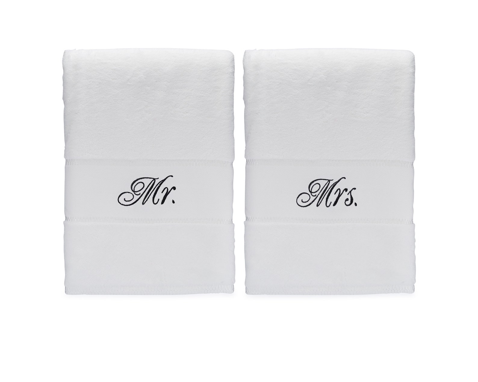 Set of His and Hers Bath Towels Romantic Second Anniversary Etsy