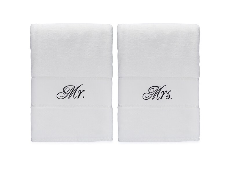 Set of His and Hers Bath Towels Romantic Second Anniversary Etsy