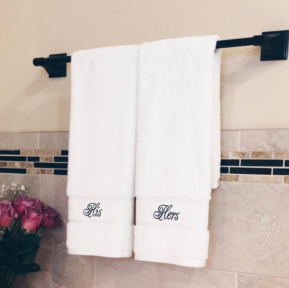Set Of His And Hers Hand Towels Romantic Second Anniversary Gifts For Her Him Couple
