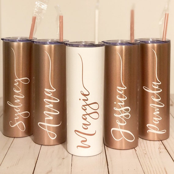 Personalized Tumbler With Lid and Straw, Insulated Skinny Tumbler