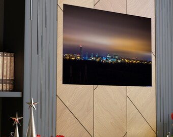 14" x11" Albany NY, Nightime skyline Matte Horizontal Poster