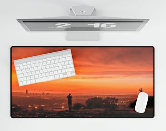 Albany NY Sunset Desk Mat: Non-Slip Extended Mousepad