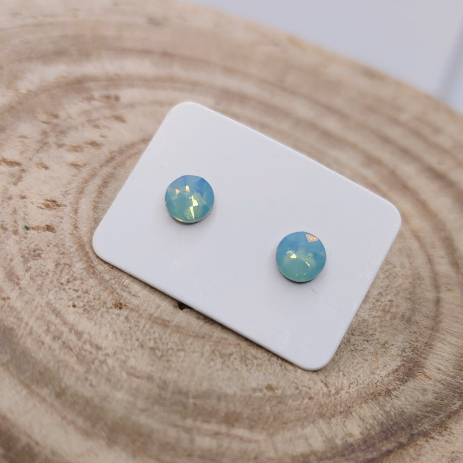 125 Pacific Opal Swarovski Crystal - Crystal Stud Post Earring 6.32-6.5mm Hypoallergenic Stainless-Steel Posts