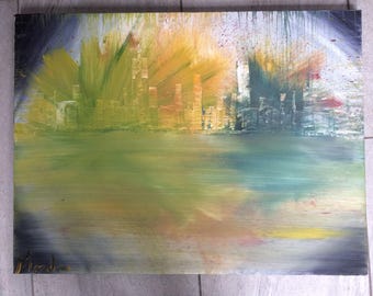 Abstract City Oil Painting