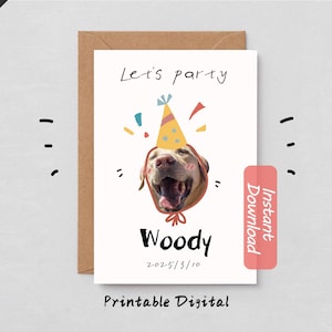 Carte d'anniversaire personnalisée bricolage pour animal de compagnie | Insertion personnalisée pour photo d'animal de compagnie | Pour chiens Pour chats | Pour animaux de compagnie | Cadeau d'anniversaire amusant à imprimer pour les amoureux des animaux de compagnie