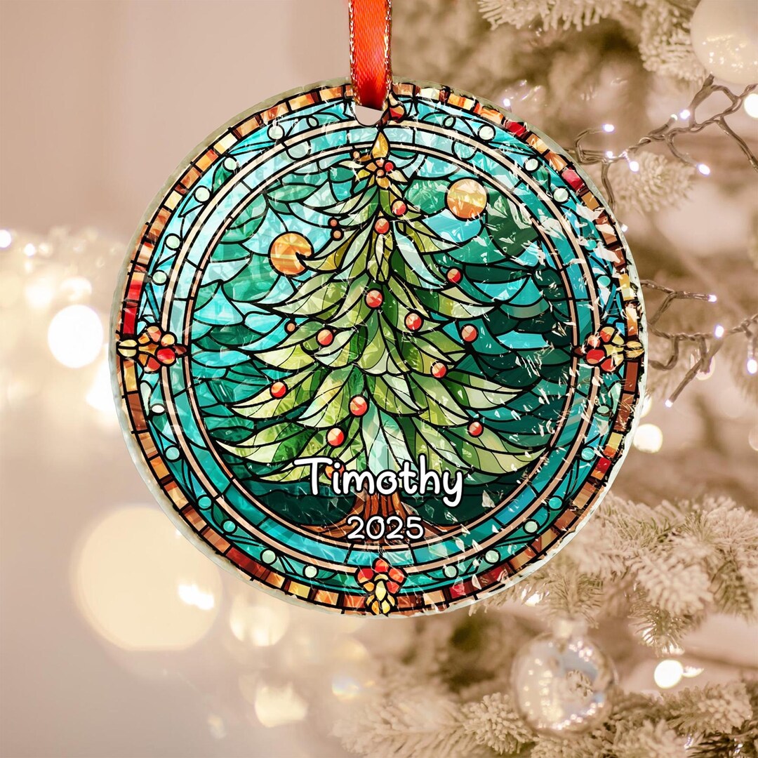Personalized Stained Glass Christmas Tree Ornament,christmas Handcraft ...
