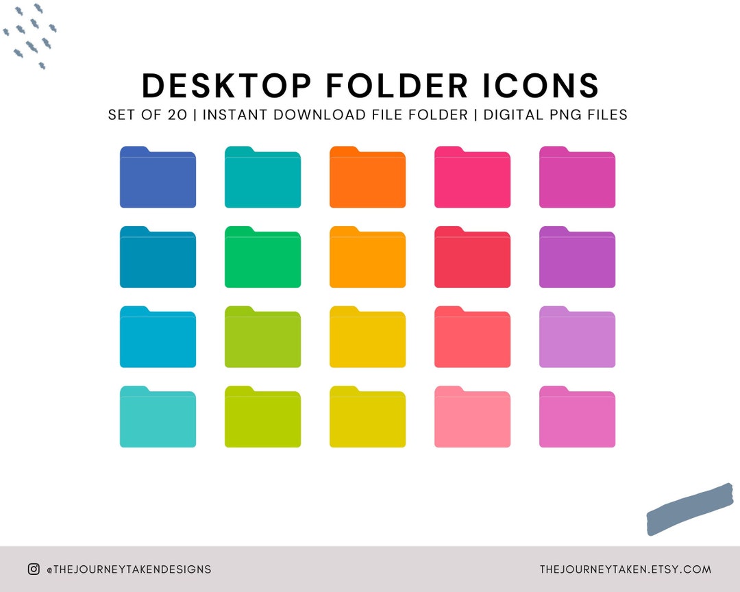 20 Vibrant Rainbow Desktop Folder Icons, Desktop Personalization ...