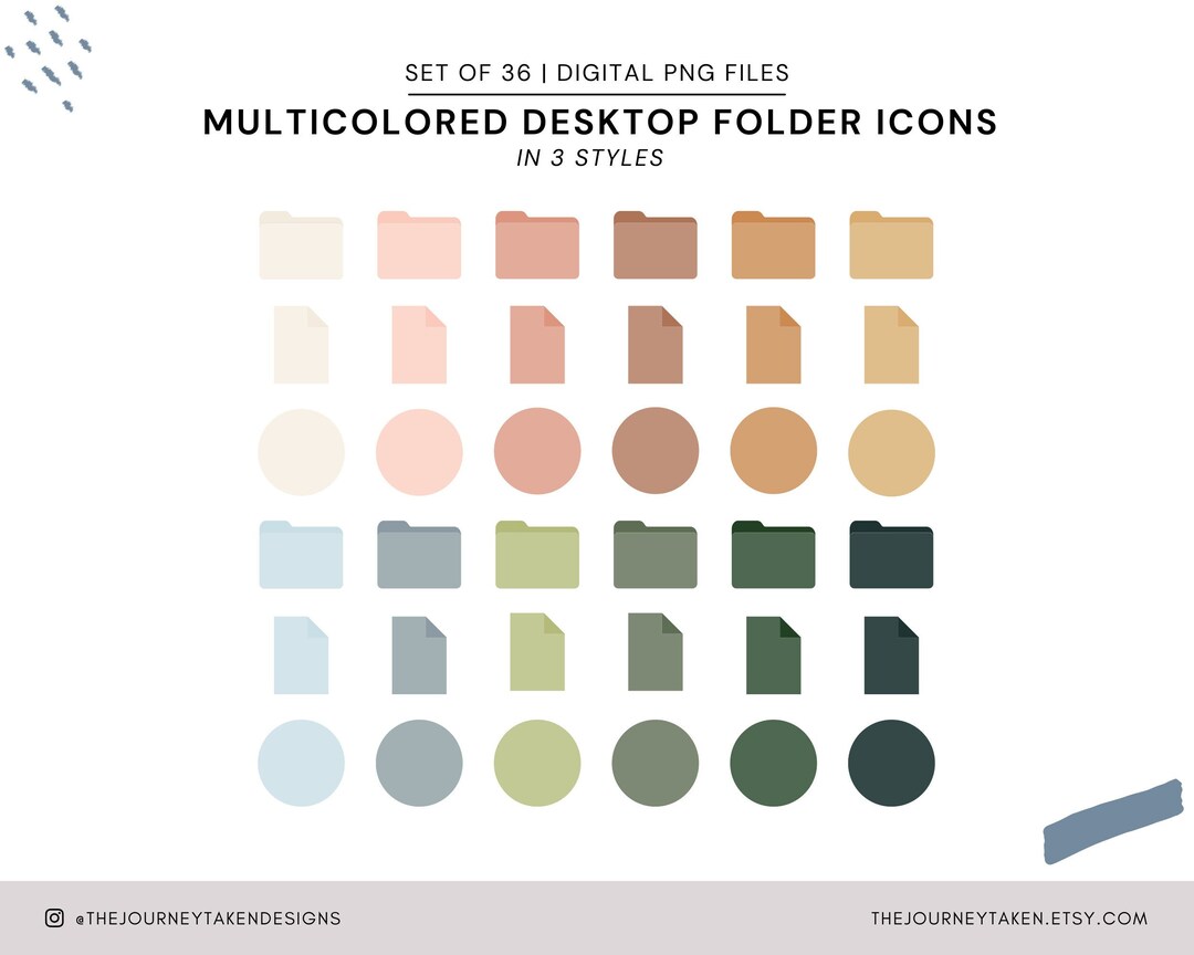 36 Multicolored Desktop Folder Icons, Desktop Personalization, Digital ...