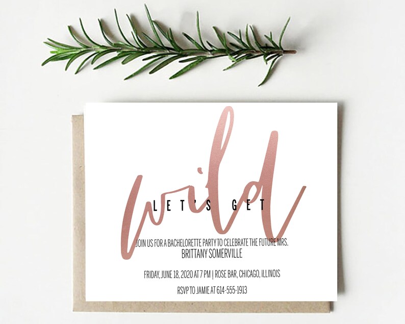 Bachelorette Party Invite Faux Rose Gold Invitation Template Etsy