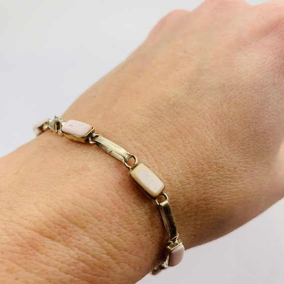 Delicate sterling pink stoned bracelet