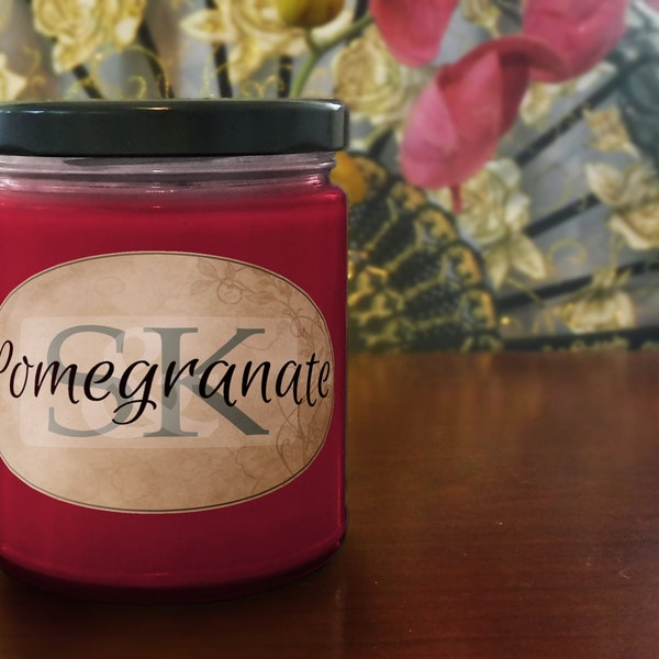 Pomegranate Scented Candle | 100% Soy | Handmade | Gift Ideas | Party Favors | Vegan | Cruelty-Free | Rustic Decor | Red Candle