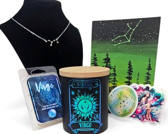 Virgo Gift Box Set | 100% Soy | Vegan | Zodiac | Candles | Art Prints | Occult | Astrology | Handmade