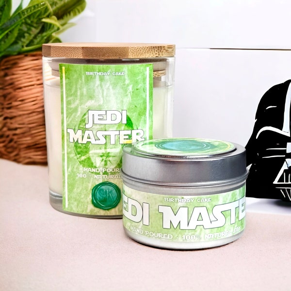 Jedi Master Scented Candle | Star Wars Candles | 100% Soy | Party Favors | Vegan | Cruelty-Free | Geek Gift Ideas | Sci-Fi