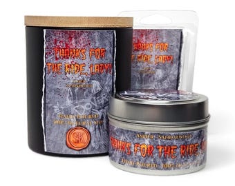 Thanks for the Ride, Lady Scented Candle | Creepshow | 100% Soy | Movies | Party Favors | Vegan | Cruelty-Free | Horror
