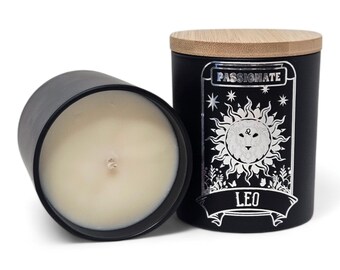 Leo Custom Scented Candle | 100% Soy | Vegan | Zodiac | Candles | Art Prints | Occult | Astrology | Handmade