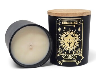 Scorpio Custom Scented Candle | 100% Soy | Vegan | Zodiac | Candles | Art Prints | Occult | Astrology | Handmade