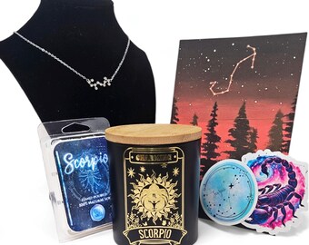 Scorpio Gift Box Set | 100% Soy | Vegan | Zodiac | Candles | Art Prints | Occult | Astrology | Handmade