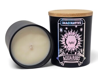 Aquarius Custom Scented Candle | 100% Soy | Vegan | Zodiac | Candles | Art Prints | Occult | Astrology | Handmade